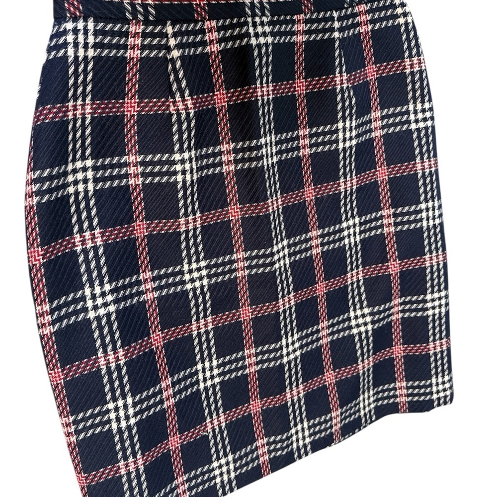 Brooks Brothers Red Fleece size 2 EUC wool blend red/navy Plaid Pencil Skirt - Picture 3 of 11
